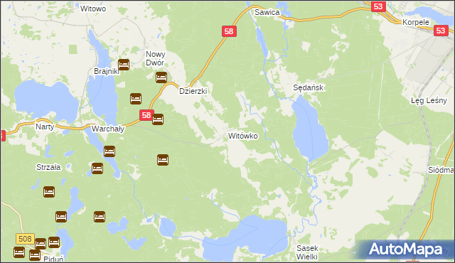 mapa Witówko, Witówko na mapie Targeo