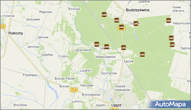 mapa Władysławów gmina Ujazd, Władysławów gmina Ujazd na mapie Targeo