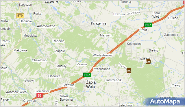 mapa Władysławów gmina Żabia Wola, Władysławów gmina Żabia Wola na mapie Targeo