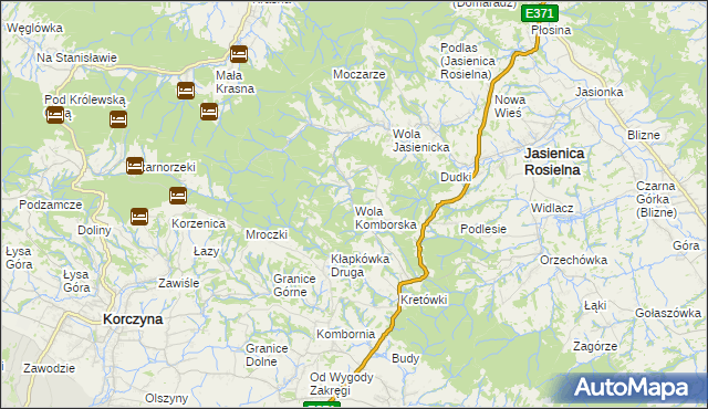 mapa Wola Komborska, Wola Komborska na mapie Targeo