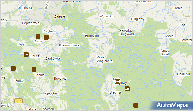 mapa Wola Węgierska, Wola Węgierska na mapie Targeo