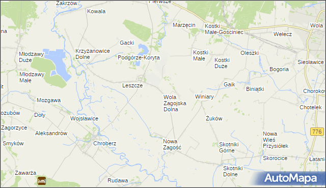 mapa Wola Zagojska Dolna, Wola Zagojska Dolna na mapie Targeo