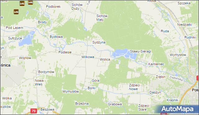 mapa Wolica gmina Łubnice, Wolica gmina Łubnice na mapie Targeo