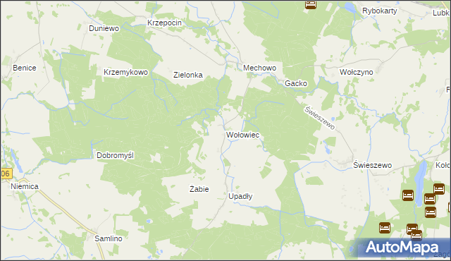 mapa Wołowiec gmina Golczewo, Wołowiec gmina Golczewo na mapie Targeo