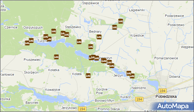 mapa Wronczyn gmina Pobiedziska, Wronczyn gmina Pobiedziska na mapie Targeo