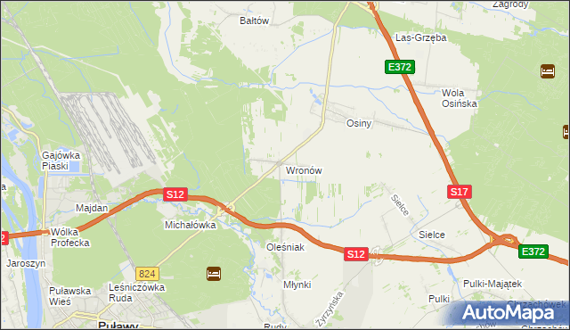 mapa Wronów gmina Końskowola, Wronów gmina Końskowola na mapie Targeo