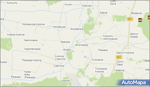 mapa Wronowice gmina Werbkowice, Wronowice gmina Werbkowice na mapie Targeo