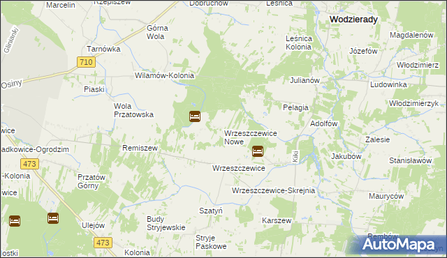 mapa Wrzeszczewice Nowe, Wrzeszczewice Nowe na mapie Targeo