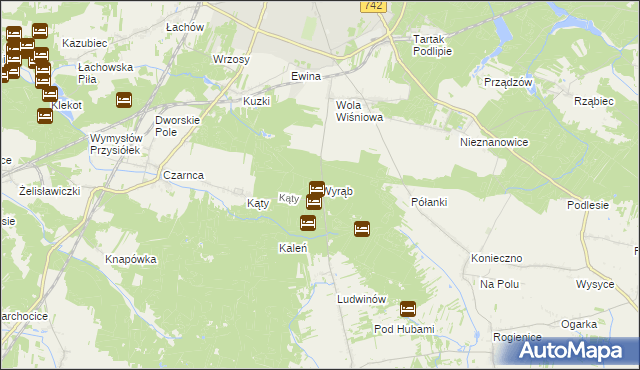 mapa Wyrąb gmina Włoszczowa, Wyrąb gmina Włoszczowa na mapie Targeo