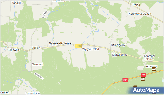 mapa Wyryki-Połód, Wyryki-Połód na mapie Targeo