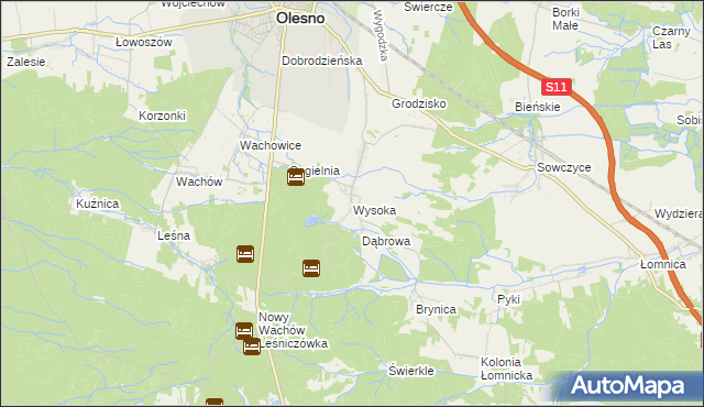 mapa Wysoka gmina Olesno, Wysoka gmina Olesno na mapie Targeo