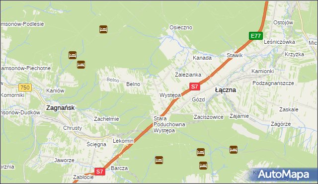 mapa Występa, Występa na mapie Targeo