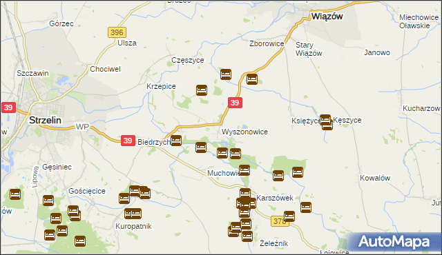 mapa Wyszonowice, Wyszonowice na mapie Targeo