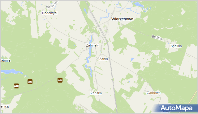 mapa Żabin gmina Wierzchowo, Żabin gmina Wierzchowo na mapie Targeo