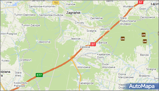 mapa Zabłocie gmina Zagnańsk, Zabłocie gmina Zagnańsk na mapie Targeo