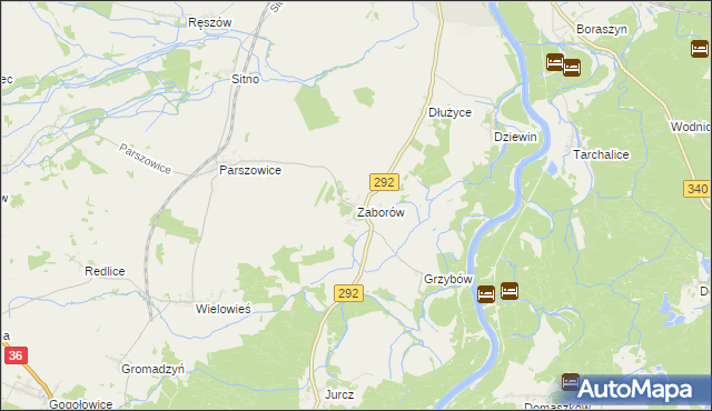 mapa Zaborów gmina Ścinawa, Zaborów gmina Ścinawa na mapie Targeo