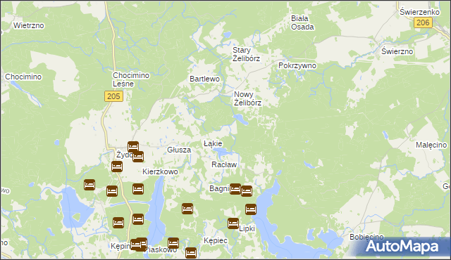 mapa Zagaje gmina Polanów, Zagaje gmina Polanów na mapie Targeo