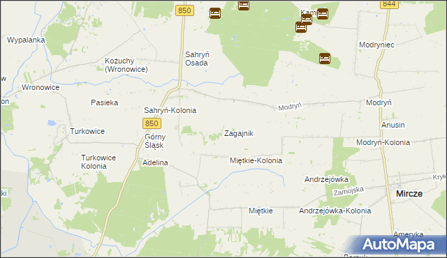 mapa Zagajnik gmina Werbkowice, Zagajnik gmina Werbkowice na mapie Targeo