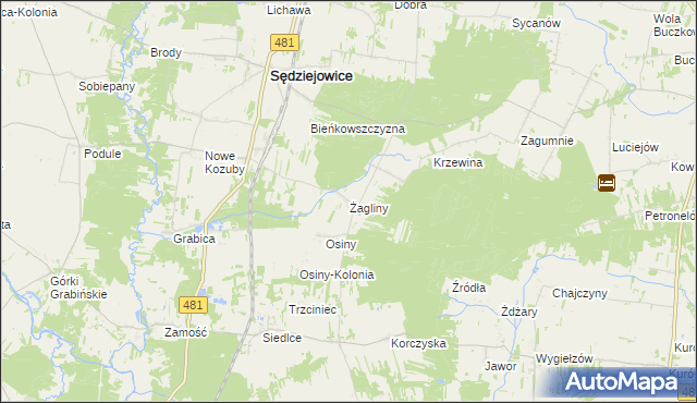 mapa Żagliny, Żagliny na mapie Targeo