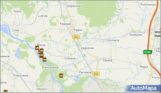mapa Zajączków gmina Oborniki Śląskie, Zajączków gmina Oborniki Śląskie na mapie Targeo