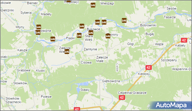 mapa Załęcze Małe, Załęcze Małe na mapie Targeo