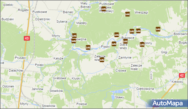 mapa Załęcze Wielkie, Załęcze Wielkie na mapie Targeo