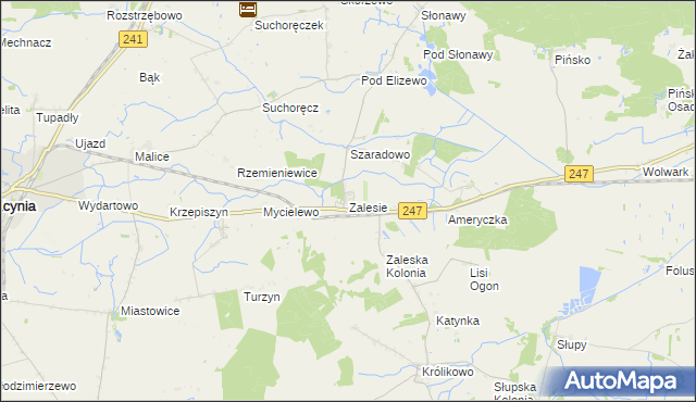 mapa Zalesie gmina Szubin, Zalesie gmina Szubin na mapie Targeo