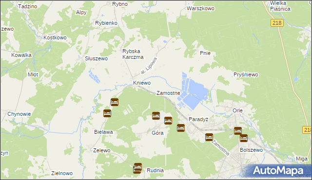 mapa Zamostne gmina Wejherowo, Zamostne gmina Wejherowo na mapie Targeo