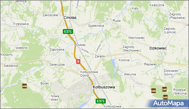 mapa Zarębki gmina Kolbuszowa, Zarębki gmina Kolbuszowa na mapie Targeo