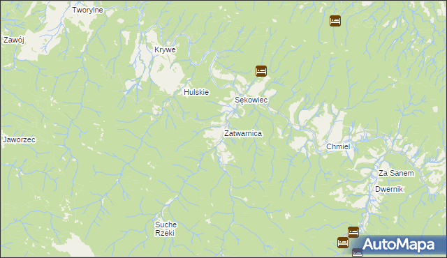 mapa Zatwarnica, Zatwarnica na mapie Targeo