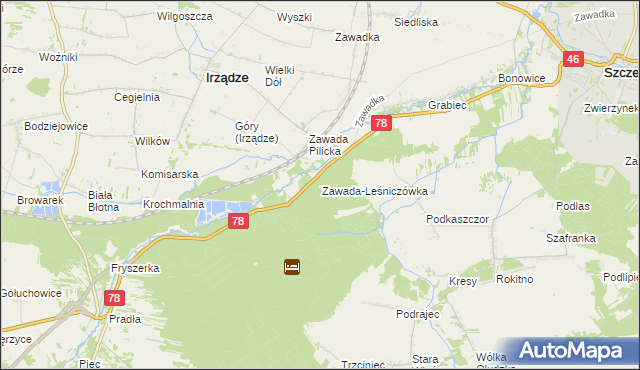 mapa Zawada-Leśniczówka, Zawada-Leśniczówka na mapie Targeo