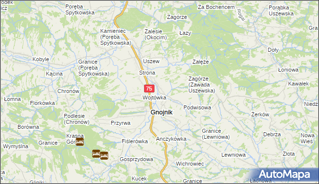 mapa Zawada Uszewska, Zawada Uszewska na mapie Targeo