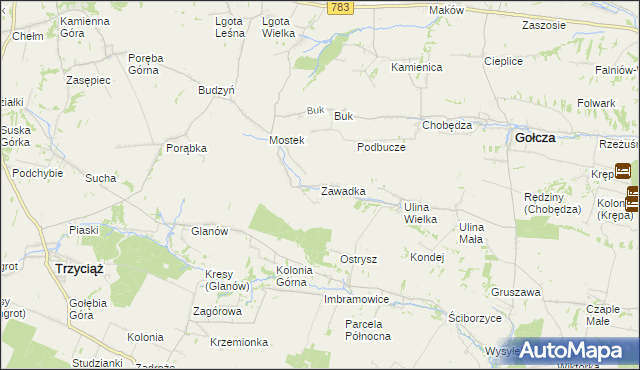mapa Zawadka gmina Gołcza, Zawadka gmina Gołcza na mapie Targeo