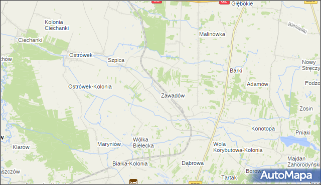 mapa Zawadów gmina Puchaczów, Zawadów gmina Puchaczów na mapie Targeo