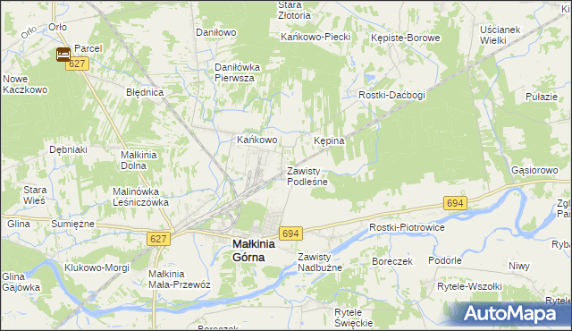 mapa Zawisty Podleśne, Zawisty Podleśne na mapie Targeo