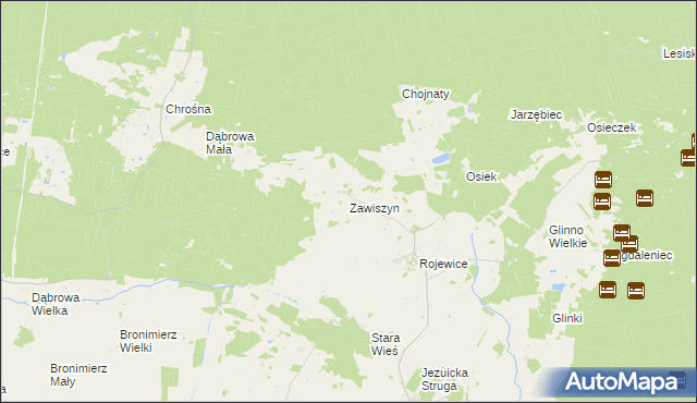 mapa Zawiszyn gmina Rojewo, Zawiszyn gmina Rojewo na mapie Targeo