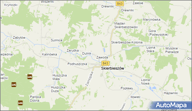 mapa Zawoda gmina Skierbieszów, Zawoda gmina Skierbieszów na mapie Targeo
