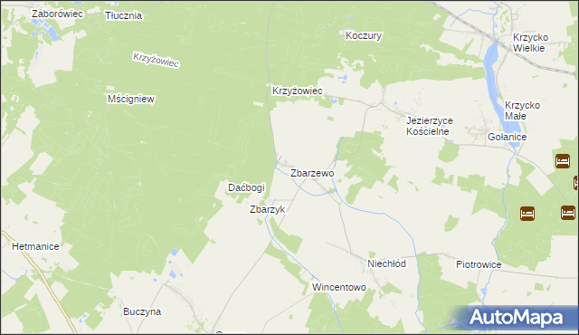 mapa Zbarzewo, Zbarzewo na mapie Targeo