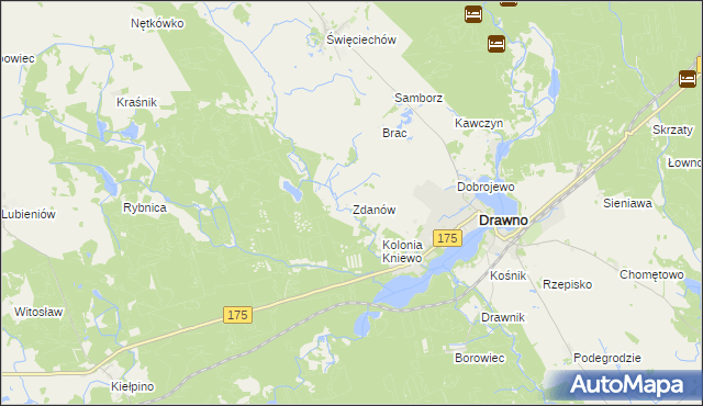 mapa Zdanów gmina Drawno, Zdanów gmina Drawno na mapie Targeo