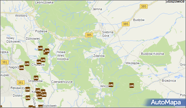 mapa Żdanów gmina Stoszowice, Żdanów gmina Stoszowice na mapie Targeo