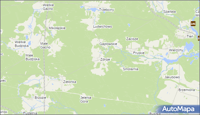 mapa Zdroje gmina Cekcyn, Zdroje gmina Cekcyn na mapie Targeo