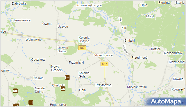 mapa Zdziechowice gmina Gorzów Śląski, Zdziechowice gmina Gorzów Śląski na mapie Targeo