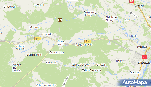 mapa Żebry-Chudek, Żebry-Chudek na mapie Targeo
