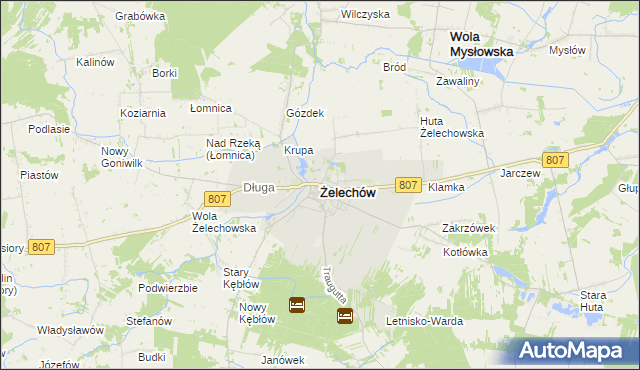 mapa Żelechów powiat garwoliński, Żelechów powiat garwoliński na mapie Targeo