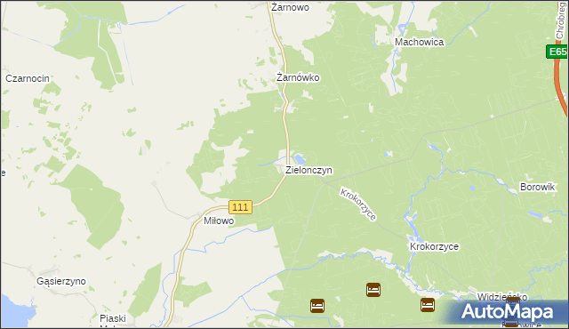 mapa Zielonczyn gmina Stepnica, Zielonczyn gmina Stepnica na mapie Targeo