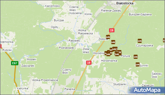 mapa Złota Wieś, Złota Wieś na mapie Targeo