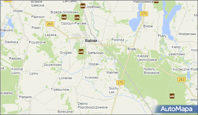 mapa Żurawieniec gmina Babiak, Żurawieniec gmina Babiak na mapie Targeo