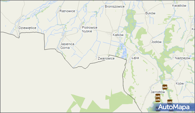 mapa Zwanowice gmina Otmuchów, Zwanowice gmina Otmuchów na mapie Targeo