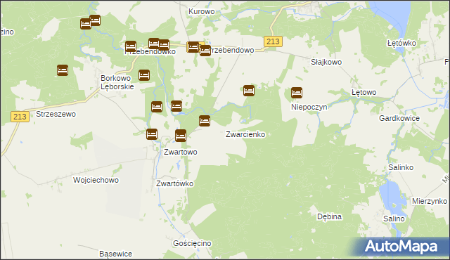 mapa Zwarcienko, Zwarcienko na mapie Targeo