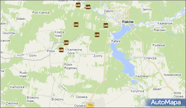 mapa Życiny, Życiny na mapie Targeo